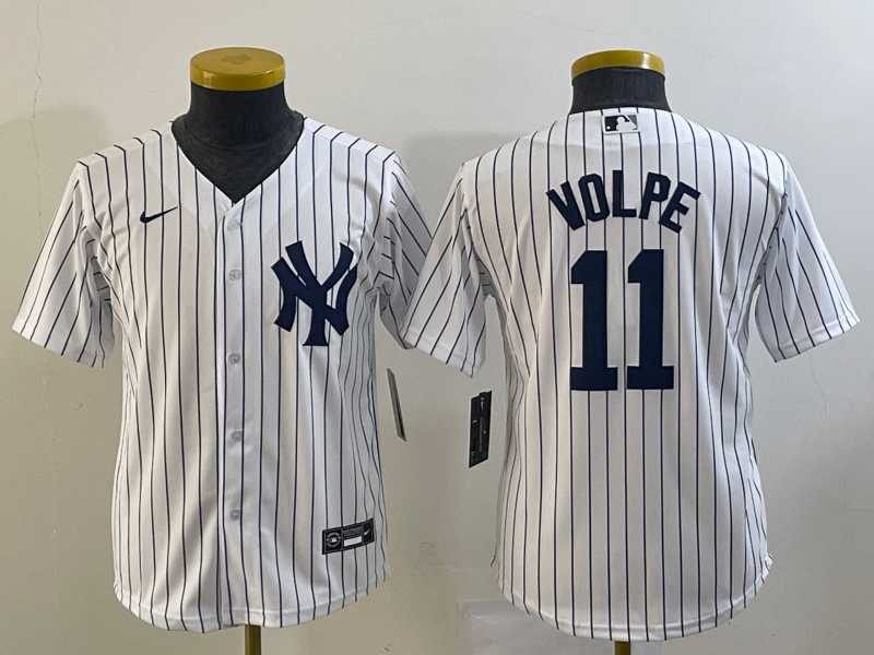 Youth New York Yankees #11 Anthony Volpe White Stitched MLB Cool Base Nike Jersey->mlb youth jerseys->MLB Jersey